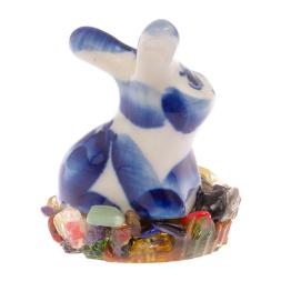 Сувенир фигурка "Кролик сидит" на подставке из самоцветов