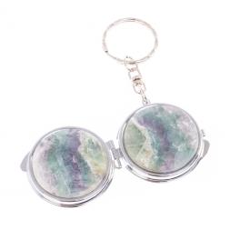 Складное зеркало брелок из флюорита круглое