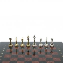 Шахматы с металлическими фигурами &amp;quot;Стаунтон&amp;quot; доска 28х28 см лемезит