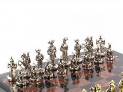 Шахматы из камня с металлическими фигурами "Средневековье" доска 44х44 см лемезит