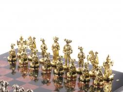 Шахматы из камня с металлическими фигурами "Средневековье" доска 44х44 см лемезит