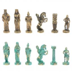 Шахматы &amp;quot;Александр Макендонский&amp;quot; фигуры бронза / патина  доска 36х36 см мрамор