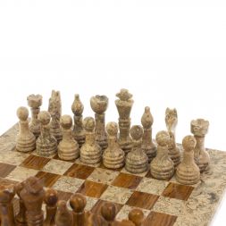 Шахматы из камня &amp;quot;Дебют&amp;quot; оникс, ракушечник доска 25х25 см