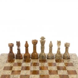 Шахматы из камня &amp;quot;Дебют&amp;quot; оникс, ракушечник доска 25х25 см