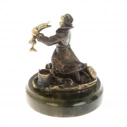 Статуэтка из бронзы &amp;quot;Емеля&amp;quot; на нефрите