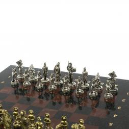 Шахматы "Дон Кихот" доска 28х28 см из камня лемезит змеевик