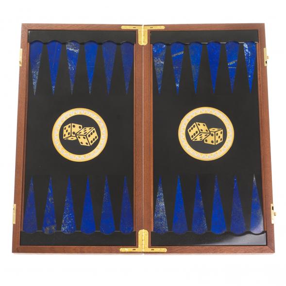 Настольные нарды &amp;quot;Восточные&amp;quot; с гравюрой камень лазурит Златоуст 123618