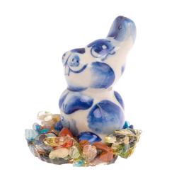 Сувенир фигурка "Кролик" на подставке из самоцветов