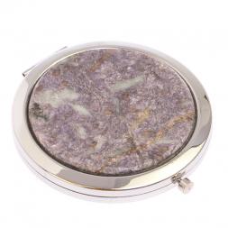 Карманное зеркальце камень лепидолит серебро