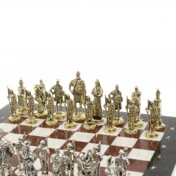 Шахматы сувенирные "Русь" доска 40х40 см камень мрамор лемезит