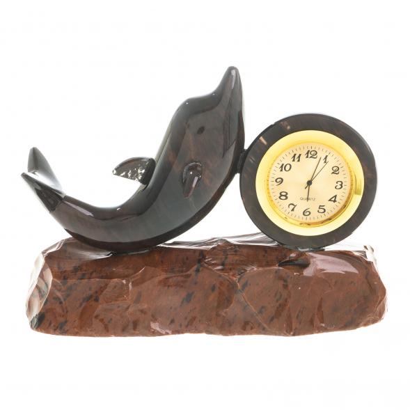 Часы декоративные &amp;quot;Дельфин&amp;quot; из коричневого обсидиана 122923