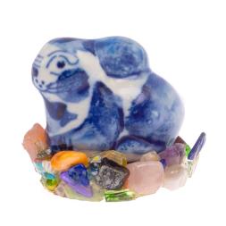 Сувенир фигурка "Зайчик " на подставке из самоцветов