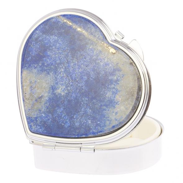 Таблетница &amp;quot;Сердце&amp;quot; на 3 отделения камень лазурит афганский цвет серебро 125978