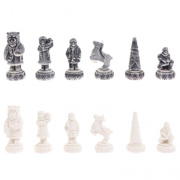 Шахматы &amp;quot;Северные народы&amp;quot; доска 40х40 см лемезит змеевик 126489