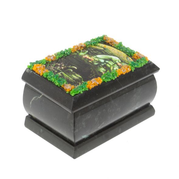 Шкатулка &amp;quot;Хозяйка медной горы&amp;quot; змеевик каменная крошка 10х6,5х6 см 127264