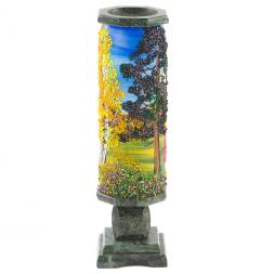 Ваза из камня с рисунком "Осень" 8х8х29 см