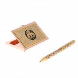 Набор визитница с ручкой "Герб России" Златоуст