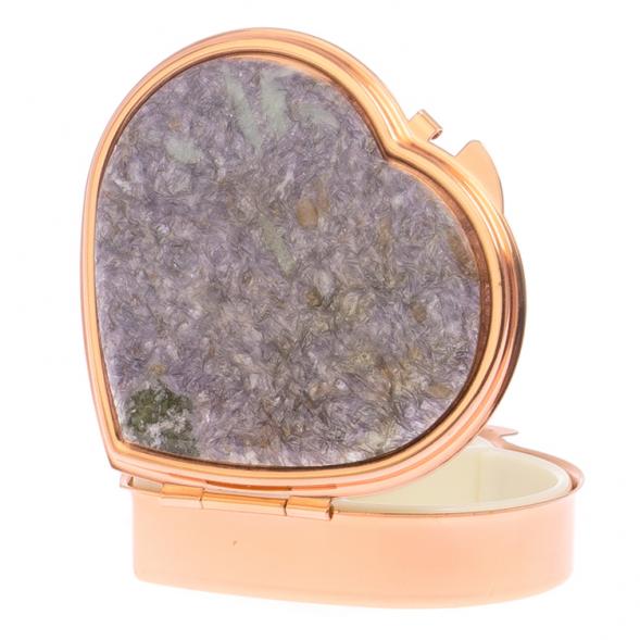 Таблетница &amp;quot;Сердце&amp;quot; на 3 отделения камень лепидолит красное золото 125741