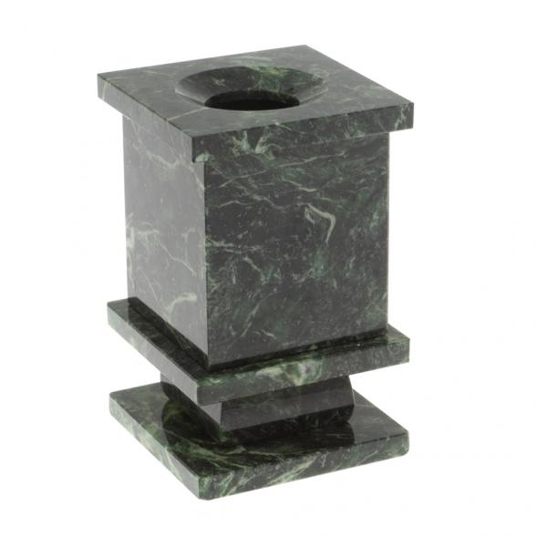 Карандашница из змеевика с часами 7х7х12 см 126869