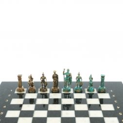 Шахматы &amp;quot;Римские воины&amp;quot; фигуры бронза / патина 28х28 см из мрамора