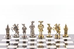 Шахматы с металлическими фигурами "Средневековье" доска 44х44 см камень мрамор