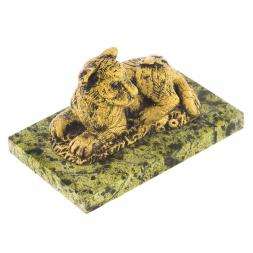 Статуэтка фигурка "Тигр с бабочкой" на подставке из змеевика