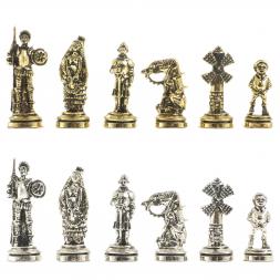 Шахматы "Дон Кихот" доска 28х28 см из камня змеевик