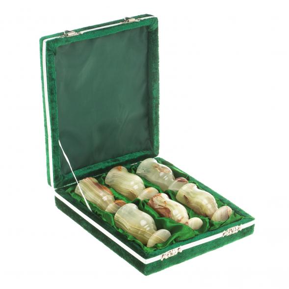 Набор рюмок из оникса в футляре 3,8х7 см (1,5х3) 20 мл 6 шт 121934