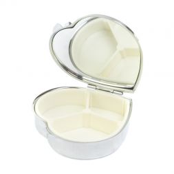 Таблетница "Сердце" на 3 отделения тигровый глаз цвет серебро