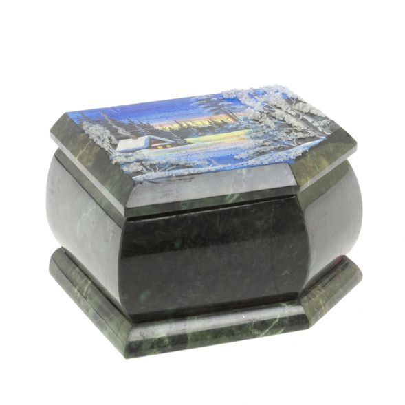 Шкатулка с расписной крышкой &amp;quot;Зимний домик&amp;quot; 11х9х6,5 см 127580