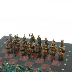 Шахматы &amp;quot;Римские воины&amp;quot; фигуры бронза / патина 28х28 см из лемезита