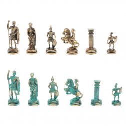 Шахматы &amp;quot;Римские воины&amp;quot; фигуры бронза / патина 28х28 см из лемезита