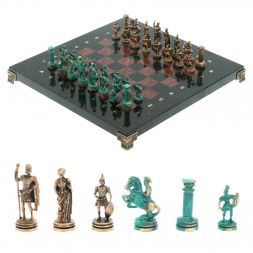 Шахматы &amp;quot;Римские воины&amp;quot; фигуры бронза / патина 28х28 см из лемезита