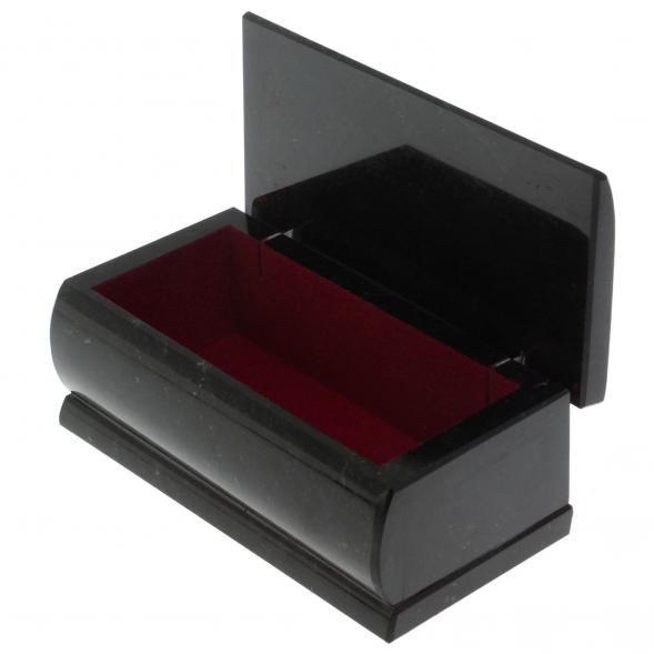 Шкатулка из черного змеевика с ящерицей и самоцветами 15х7,5х6 см 128738