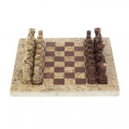 Шахматы &amp;quot;Сувенирные&amp;quot; из камня оникс, ракушечник 20х20 см