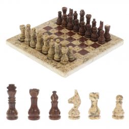 Шахматы &amp;quot;Сувенирные&amp;quot; из камня оникс, ракушечник 20х20 см