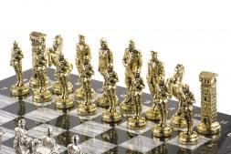 Шахматы сувенирные "Великая Отечественная война" доска 44х44 см мрамор змеевик