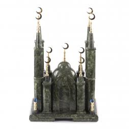 Декоративные часы из камня "Мечеть" змеевик