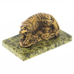 Сувенир фигурка "Тигр малый" камень змеевик