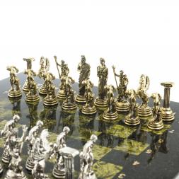 Шахматы "Олимпийские игры" доска 28х28 см из камня змеевик