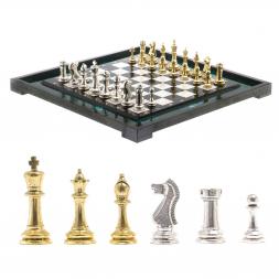 Шахматы из камня &amp;quot;Стаунтон&amp;quot; доска 47х47 см фигуры металлические