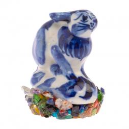 Сувенир фигурка &amp;quot;Заяц&amp;quot; на подставке из самоцветов