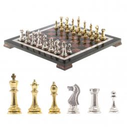 Шахматы из камня &amp;quot;Стаунтон&amp;quot; доска 40х40 см лемезит фигуры металл