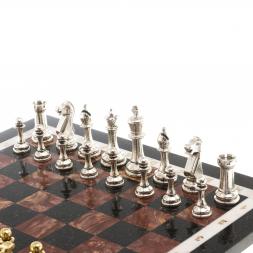 Шахматы из камня &amp;quot;Стаунтон&amp;quot; доска 40х40 см лемезит фигуры металл