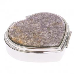 Таблетница "Сердце" на 3 отделения лепидолит цвет серебро