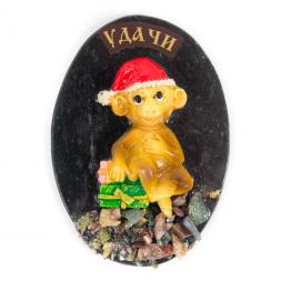 Магнит &amp;quot;Обезьянка в колпаке &amp;quot;Удачи&amp;quot; змеевик