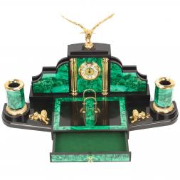 Настольный набор "Президент" камень малахит