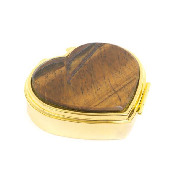 Таблетница &amp;quot;Сердце&amp;quot; на 3 отделения тигровый глаз цвет золото 127346