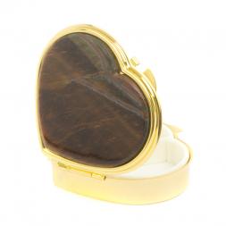 Таблетница "Сердце" на 3 отделения тигровый глаз цвет золото