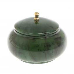 Шкатулка круглая из нефрита 10х10х8 см